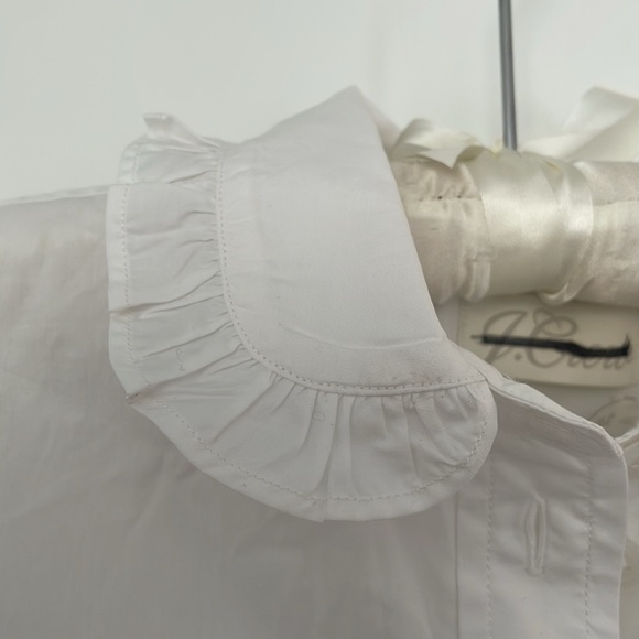 New With Defects J Crew Classic Fit Ruffle Collar Shirt White 4 - Picture 5 of 11
